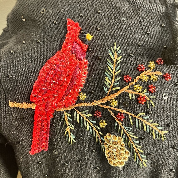 Vintage Cardigan Sweater Size L - ❤️Holiday Cardinal - Picture 5 of 10